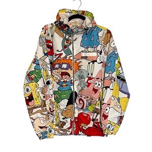 Members Only x Nickelodeon 90s Cartoon Collage Collab Jacket SpongeBob Rugrats